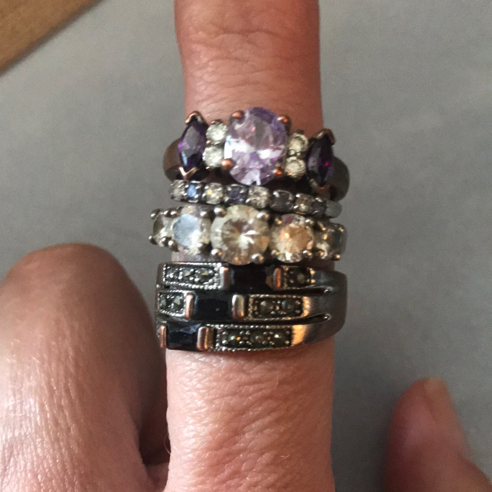 COPY - Vintage Costume 4 Rings Silver Tone Rhines… - Picture 9 of 9